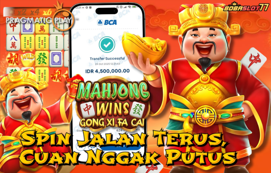 Selamat kepada user id : irw****7 Wede Rp 4.500.000 di Game MAHJONG WINS GONG XI FA CAI PRAGMATIC PLAY Cair Gk Sampe 1 Menit! Menang Mudah di Bobaslot77